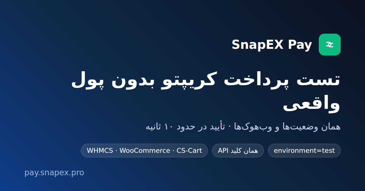 تست پرداخت کریپتو در SnapEX Pay